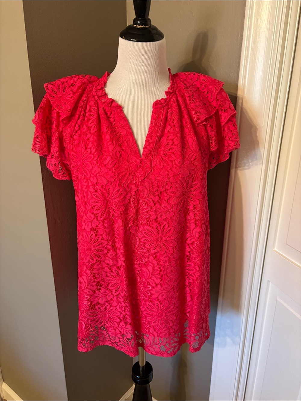 Nanette Lepore Lace Flutter Sleeve Women’s Topping